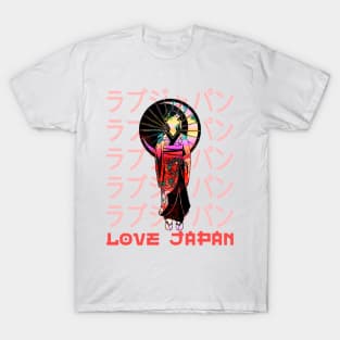 Geisha Traditional Japanese Symbol Word Kanji Love Japan Retro 259 T-Shirt